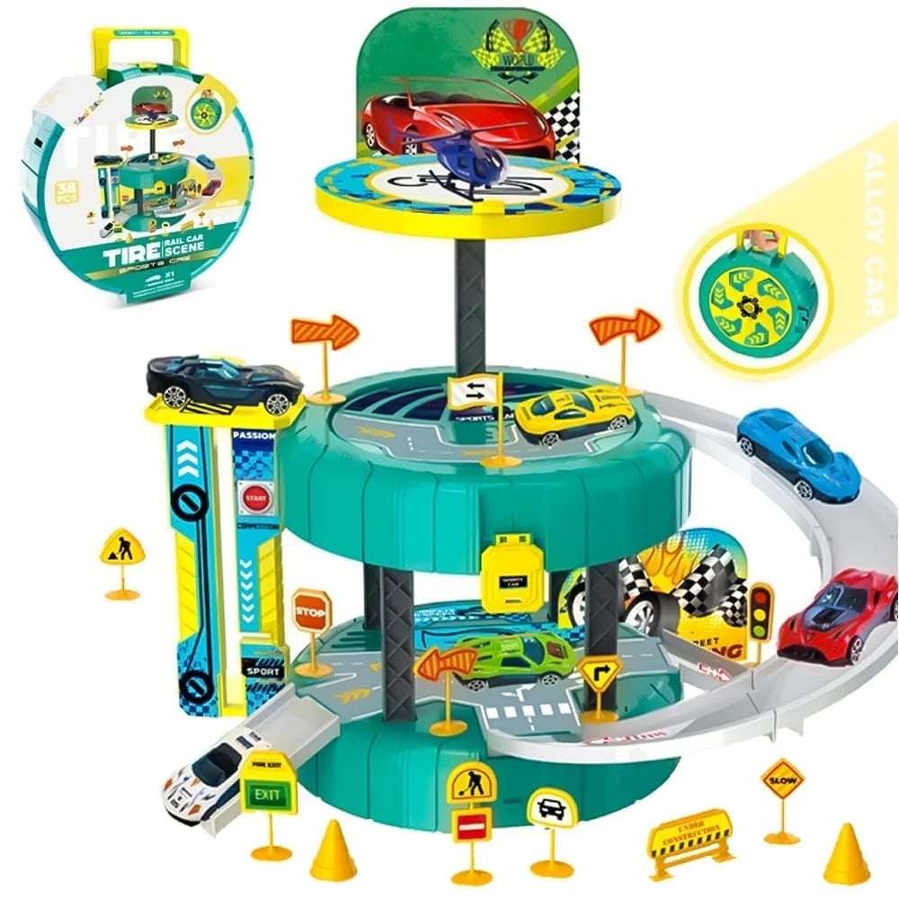 Car Track Racing Set - Multi-Level Parking Ramp Toy Main image