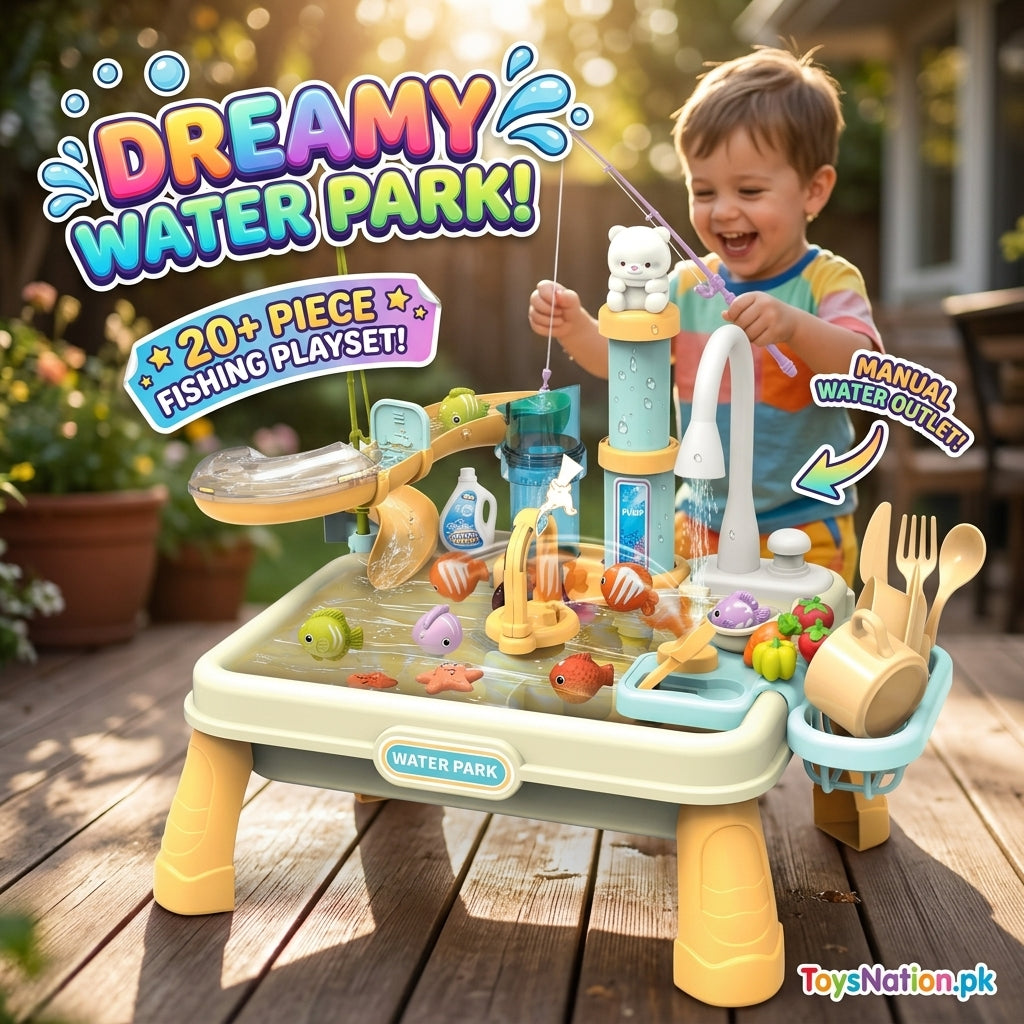 Kids’ Water Play & Fishing Activity Table with Manual Water Pump and Accessories Secondary image