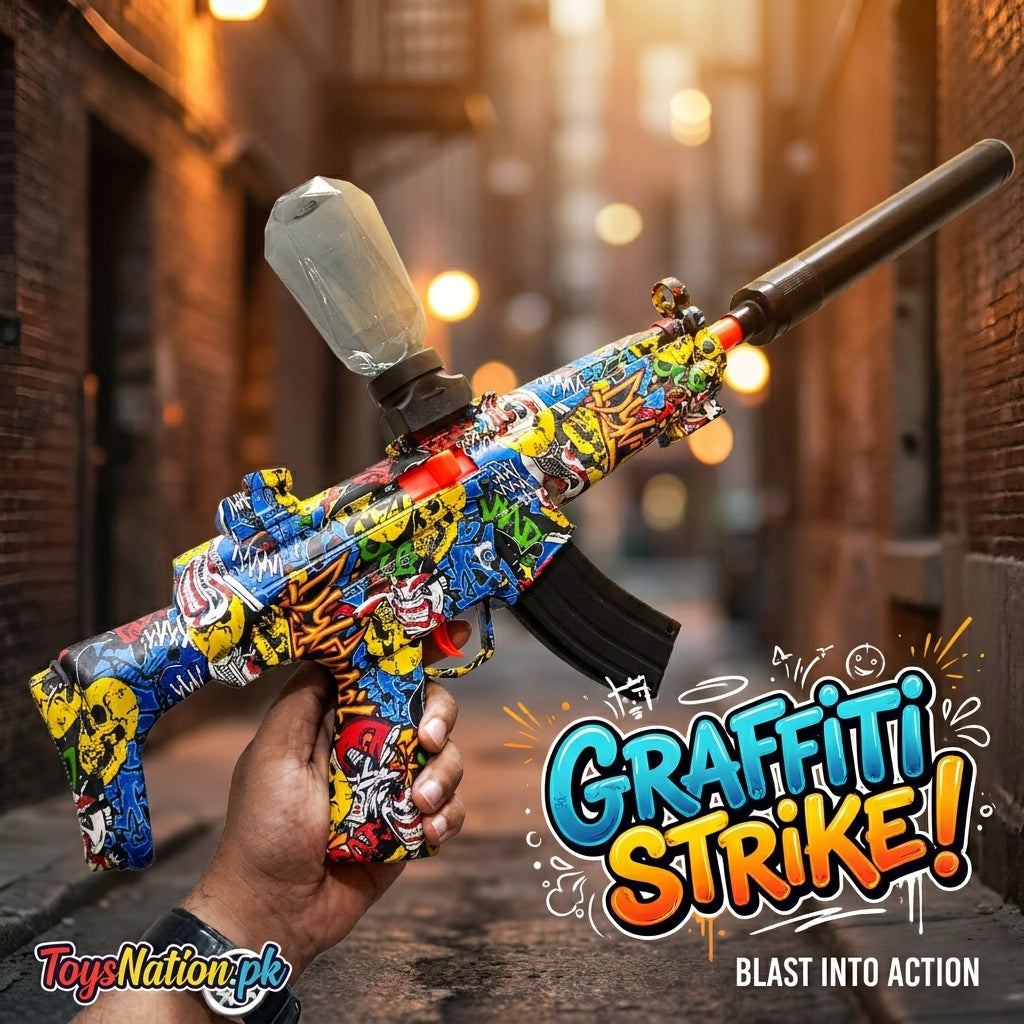 Graffiti Strike Gel Blaster Toy Gun – Electric Water Bead Shooter with Silencer Main image