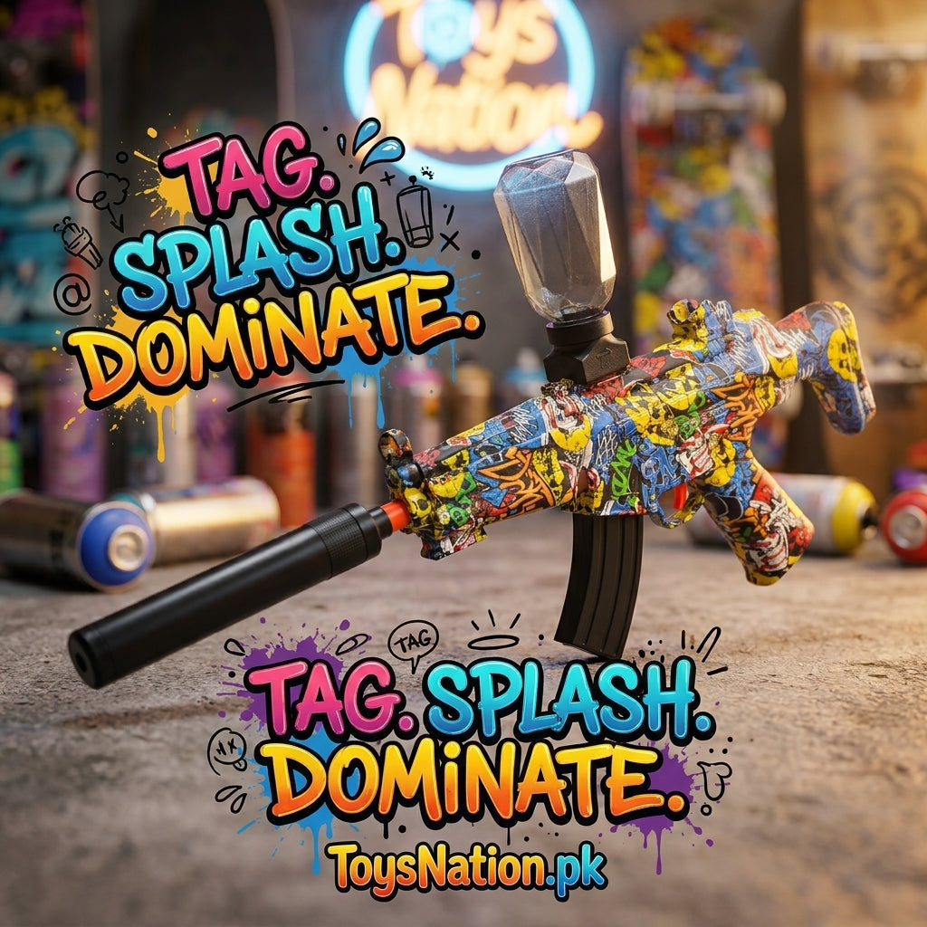 Graffiti Strike Gel Blaster Toy Gun – Electric Water Bead Shooter with Silencer