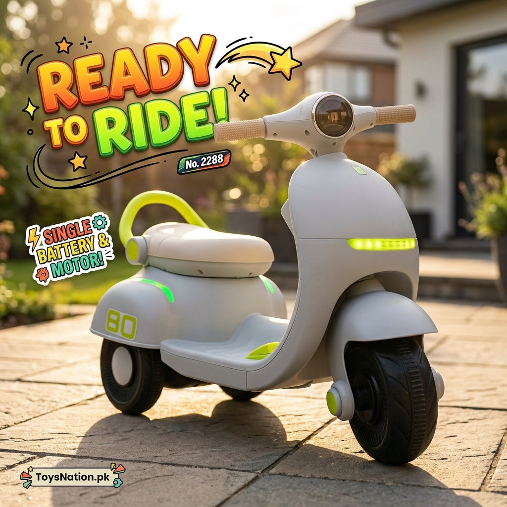 Kids Electric Ride-On Scooter with LED Lights, Grey