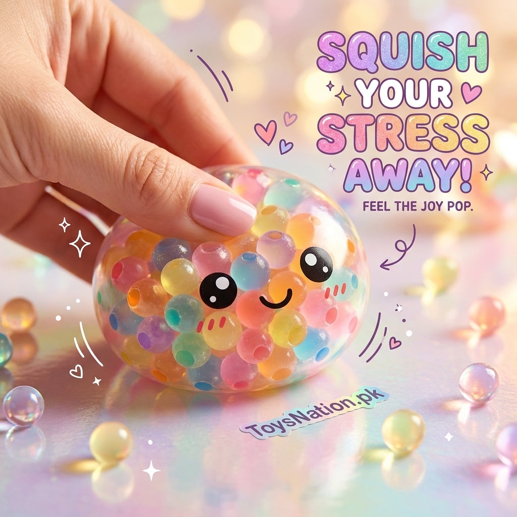 Rainbow Bead Squishy Stress Ball – Sensory Fidget Toy for Kids