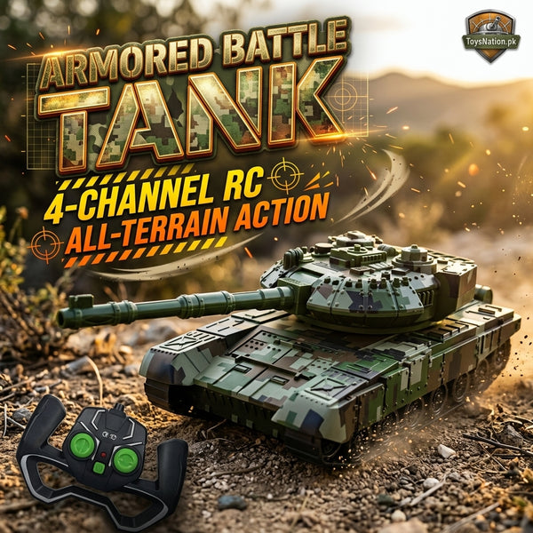 4-Channel Remote Control Battle Tank with Camouflage Design