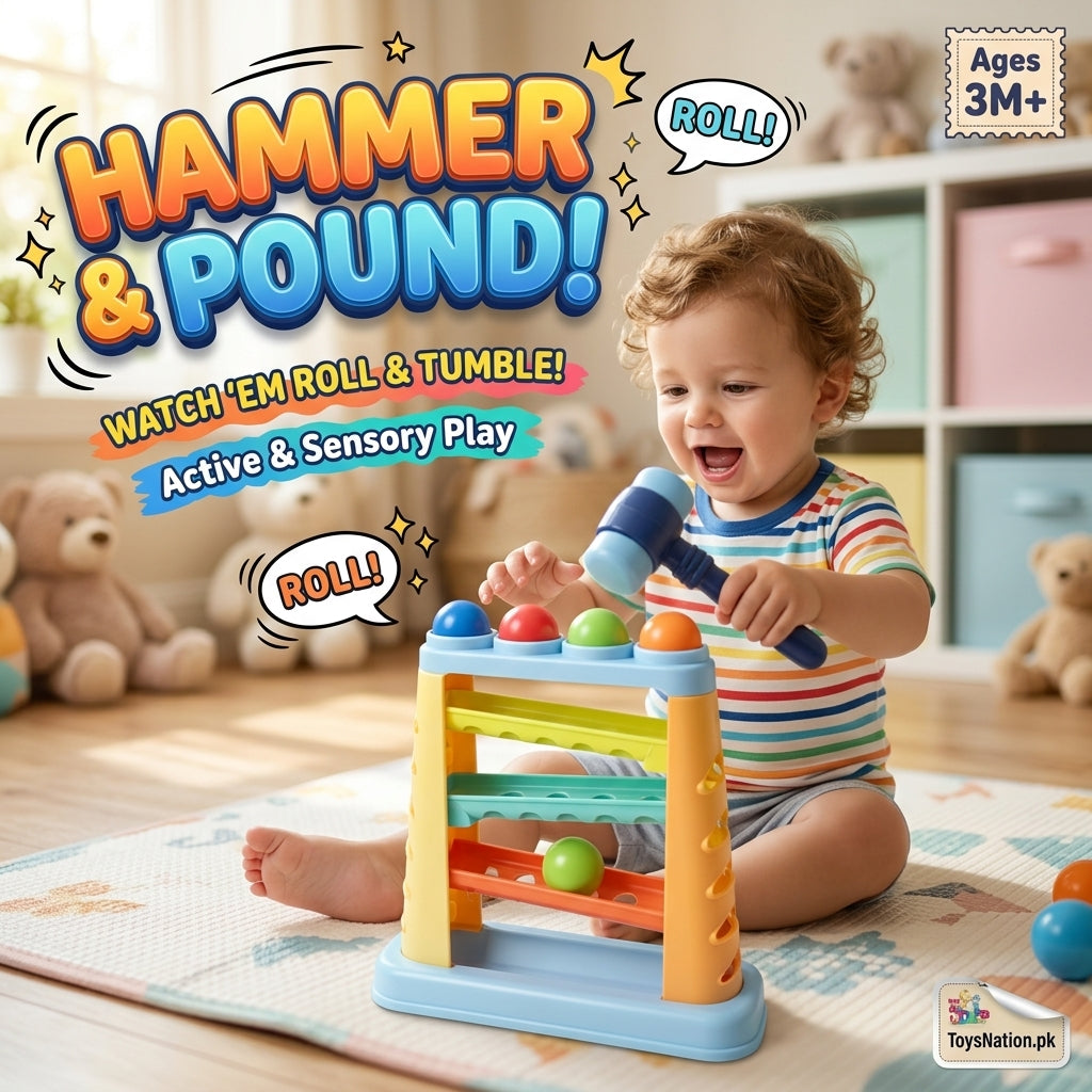 Hammer & Ball Pounding Toy with Colourful Rolling Ramp Secondary image