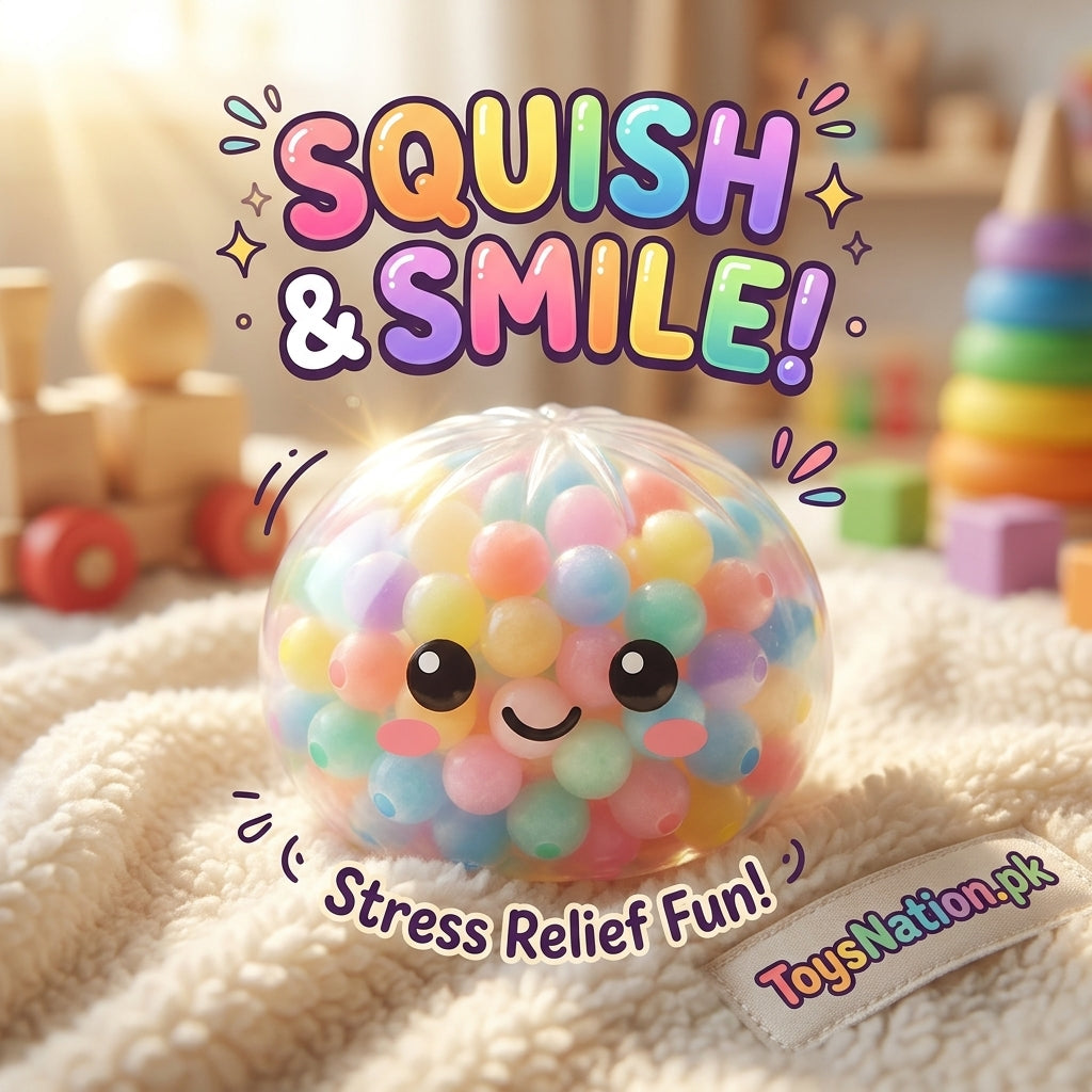 Rainbow Bead Squishy Stress Ball – Sensory Fidget Toy for Kids