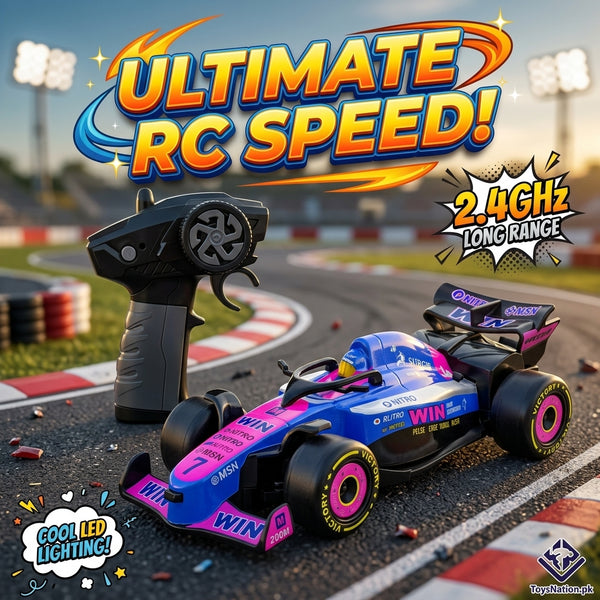 Formula-Style Remote Control Racing Car with 2.4GHz Controller & LED Lights