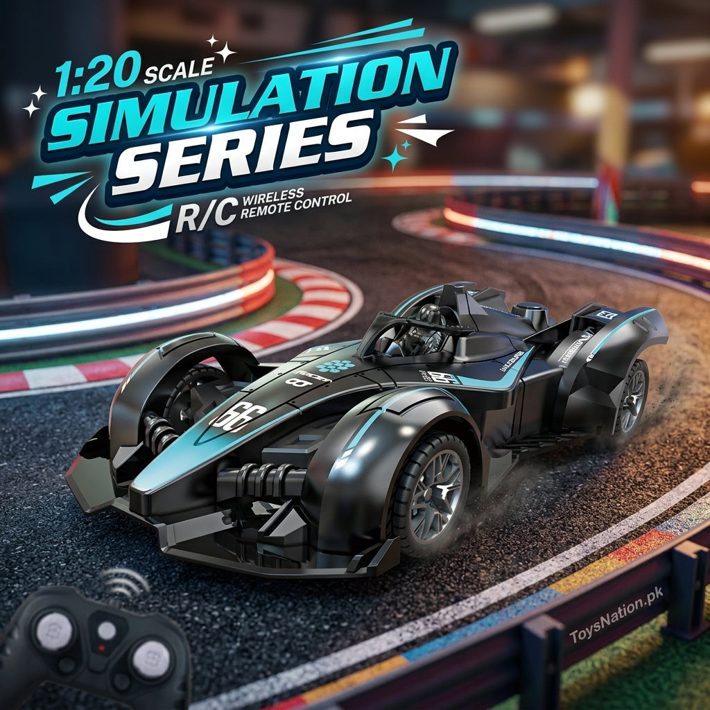 1:20 Scale Remote Control Racing Car with Futuristic Open-Cockpit Design