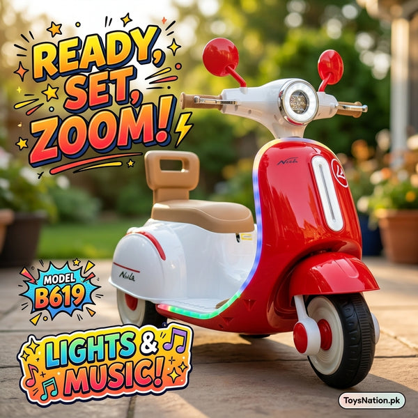 Kids Mini Ride-On Retro Scooter with Lights & Music
