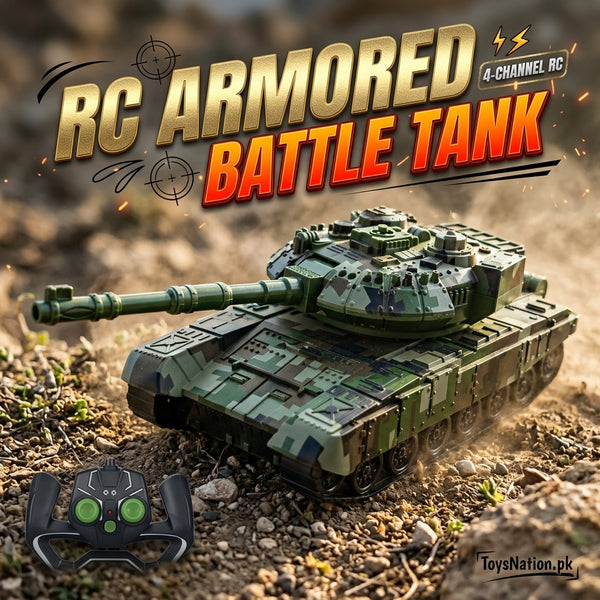 4-Channel Remote Control Battle Tank with Camouflage Design