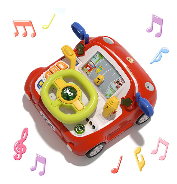 Kids Driving Steering Wheel Toy - Interactive Car Simulator with Light & Sound