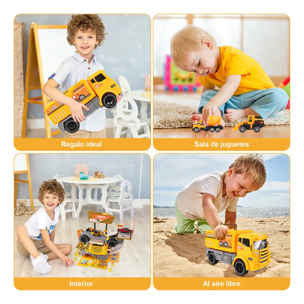 DIY 2-in-1 Construction Truck Track Set - 46-Piece Multi-Level Parking Toy with Cars