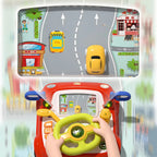 Kids Driving Steering Wheel Toy - Interactive Car Simulator with Light & Sound