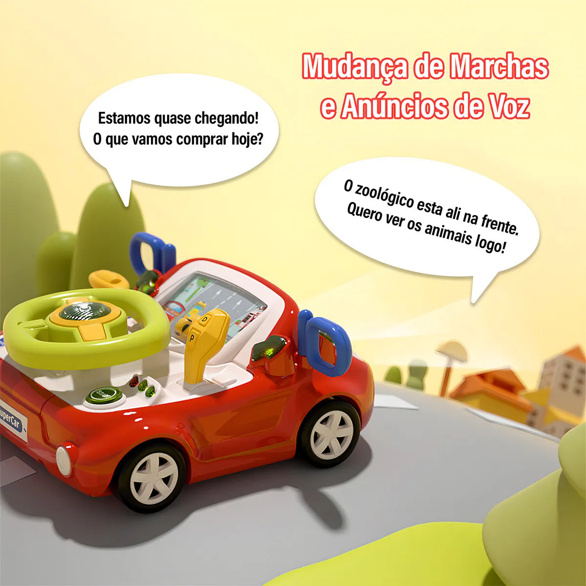 Kids Driving Steering Wheel Toy - Interactive Car Simulator with Light & Sound