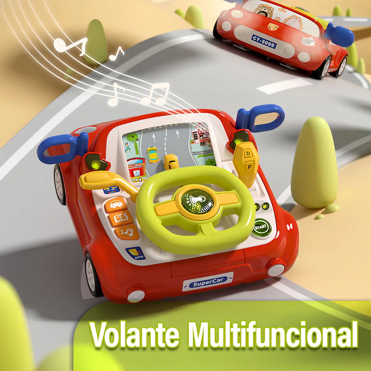 Kids Driving Steering Wheel Toy - Interactive Car Simulator with Light & Sound Main image