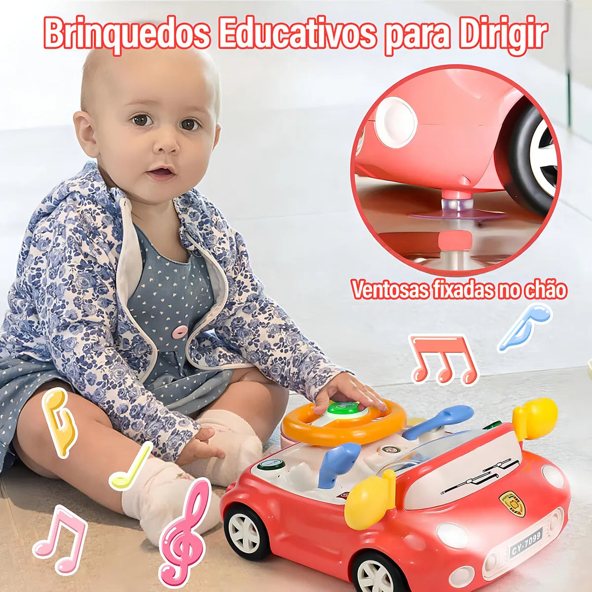 Kids Driving Steering Wheel Toy - Interactive Car Simulator with Light & Sound