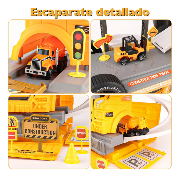 DIY 2-in-1 Construction Truck Track Set - 46-Piece Multi-Level Parking Toy with Cars