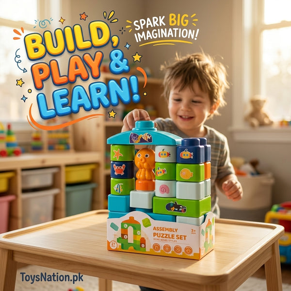 Ocean-Themed Building Blocks & Assembly Puzzle Set for Kids