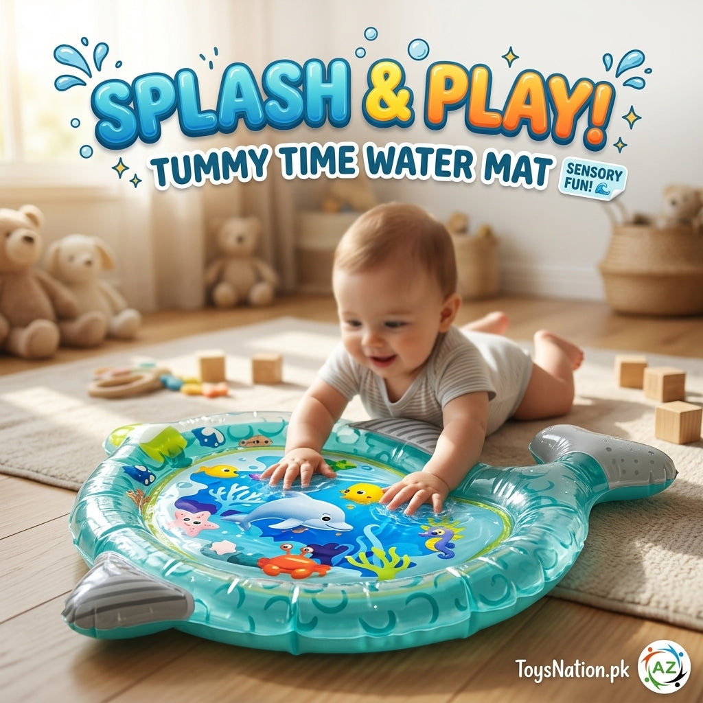 Baby Tummy Time Water Play Mat with Colourful Floating Sea Animals