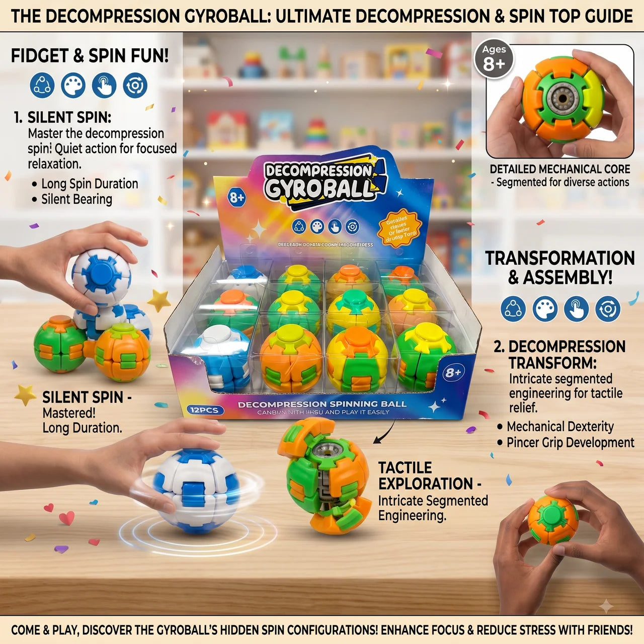 Top Spin Gyroball Spinning Ball Toys (1 Pcs) Secondary image