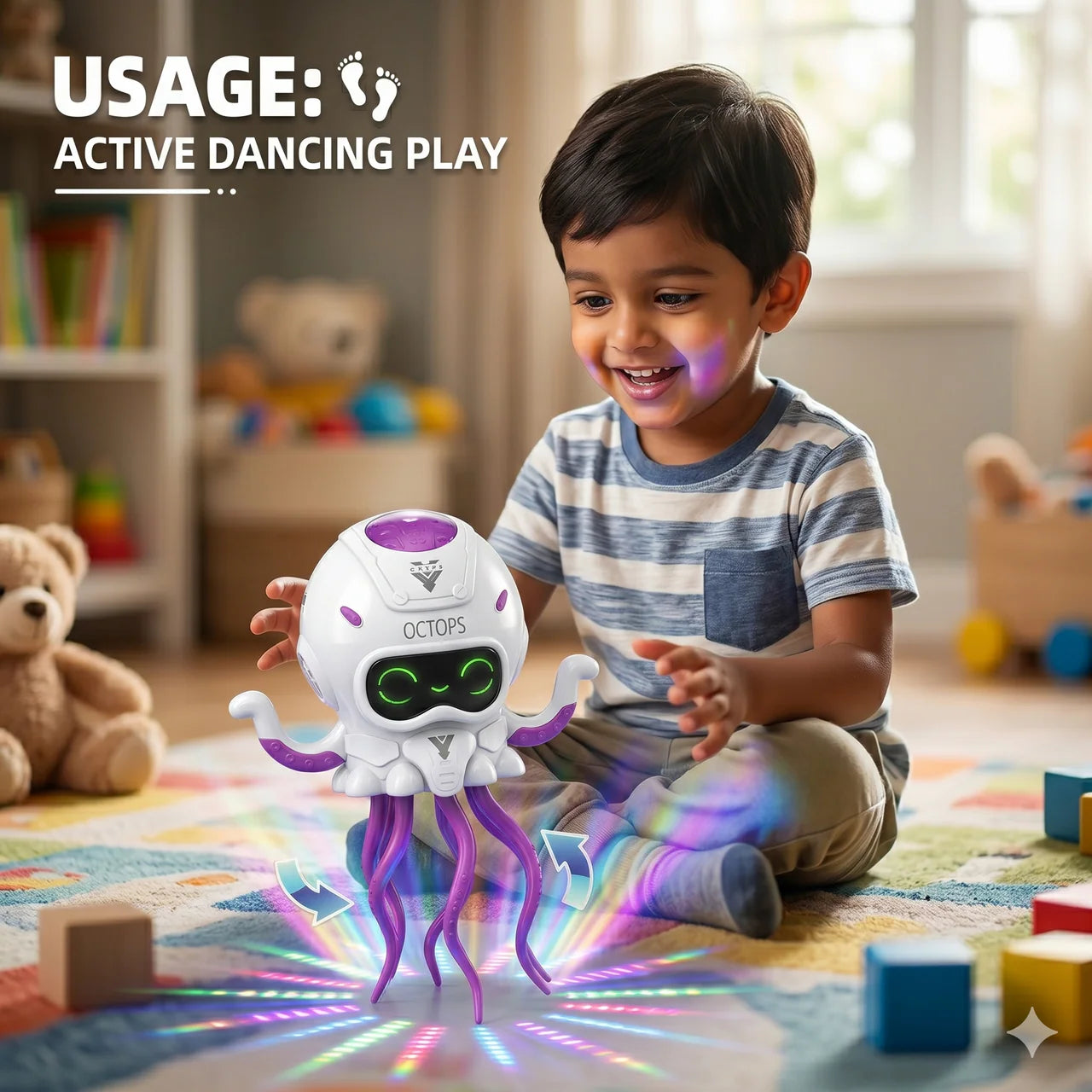 Fun Gesture Mechanical Octopus Dancing Robot Toy with LED Lights