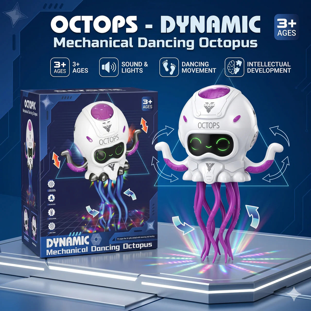 Fun Gesture Mechanical Octopus Dancing Robot Toy with LED Lights