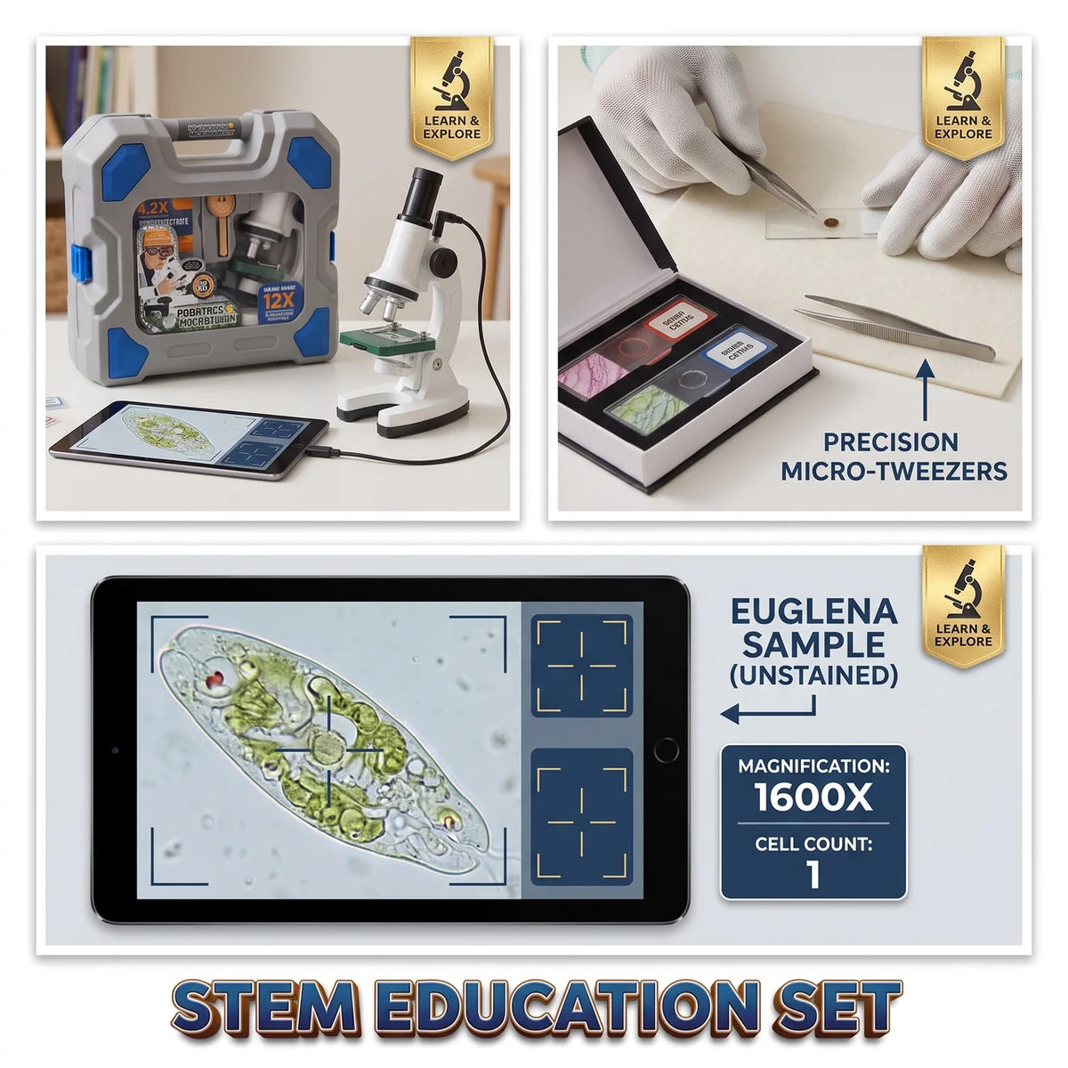 Scientific Microscope Kids STEM Set With Carry Case