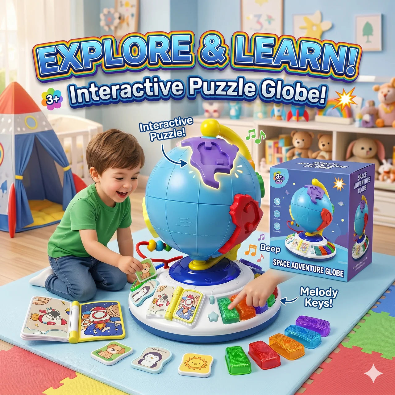 3-in-1 Interactive Learning Globe Toy for Kids Main image