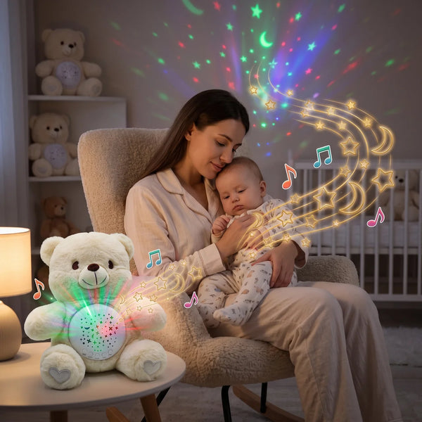 Starlight Galaxy Bear Musical Plush Toy with Soothing Lights and Auto-Timing