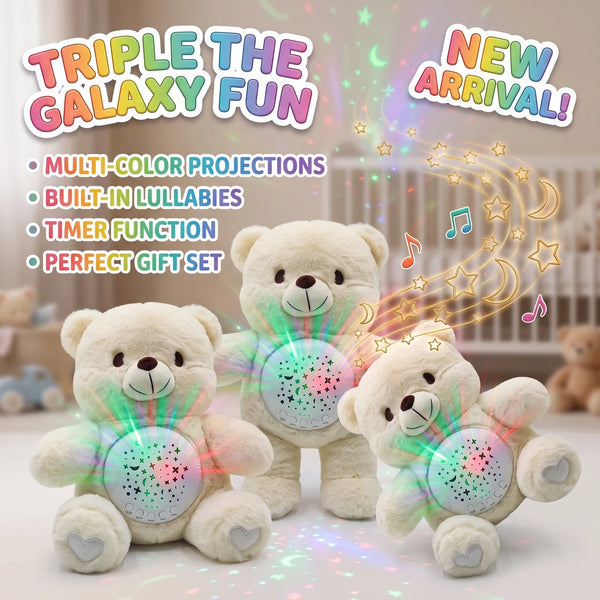 Starlight Galaxy Bear Musical Plush Toy with Soothing Lights and Auto-Timing