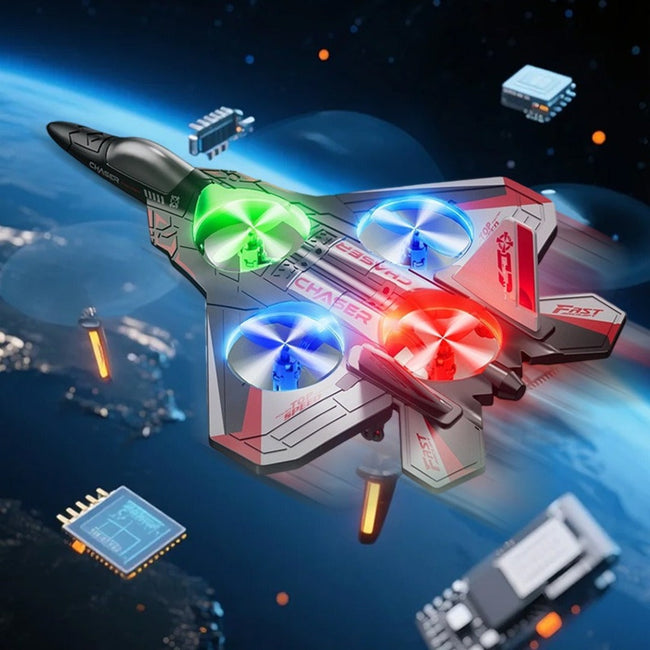 RC Fighter Jet Drone - Remote Control Helicopter with LED Lights & Stunt Flying Main Image