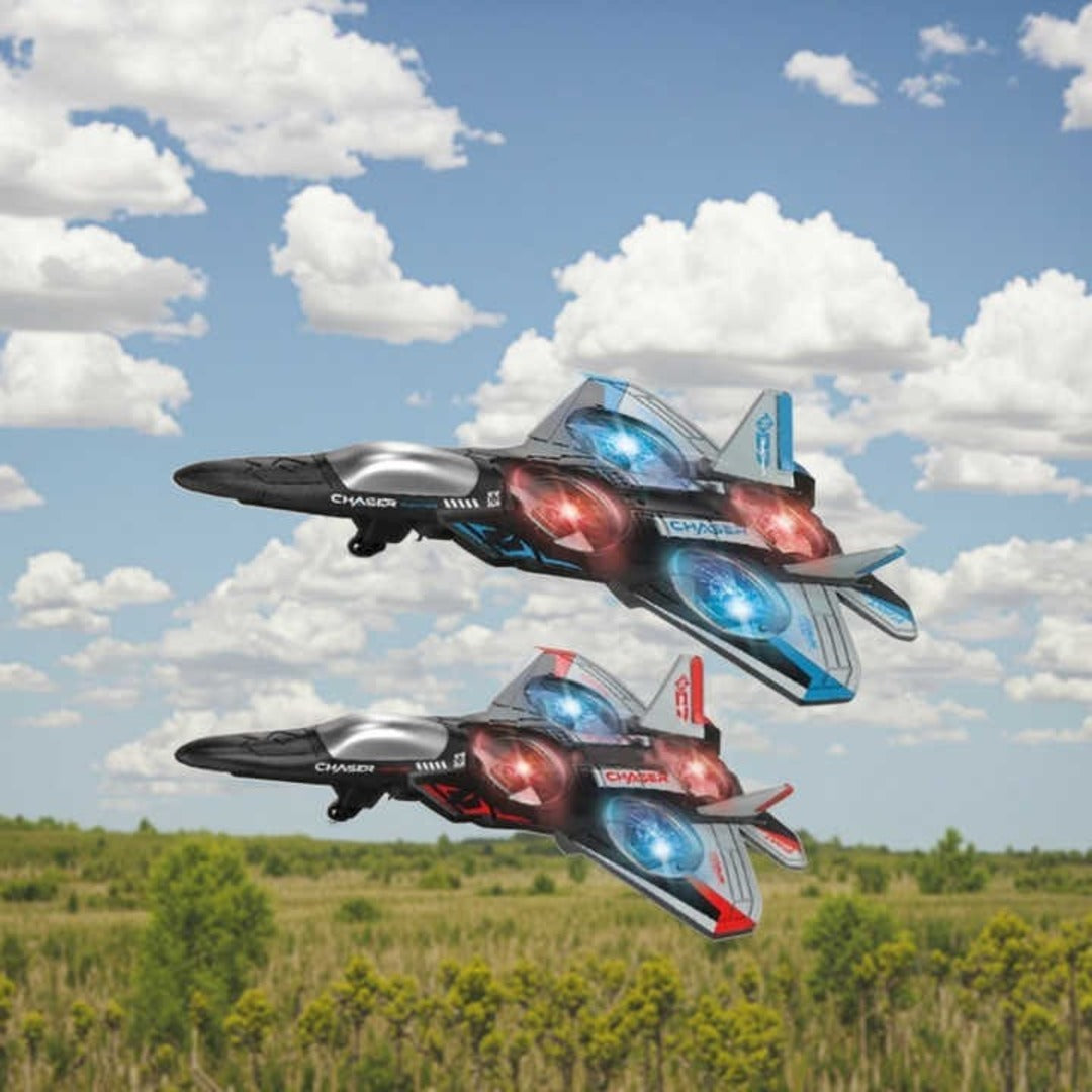 RC Fighter Jet Drone - Remote Control Helicopter with LED Lights & Stunt Flying