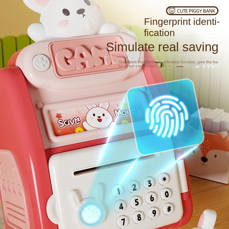 Multi-function Cartoon Atm Piggy Bank With Fingerprint Password