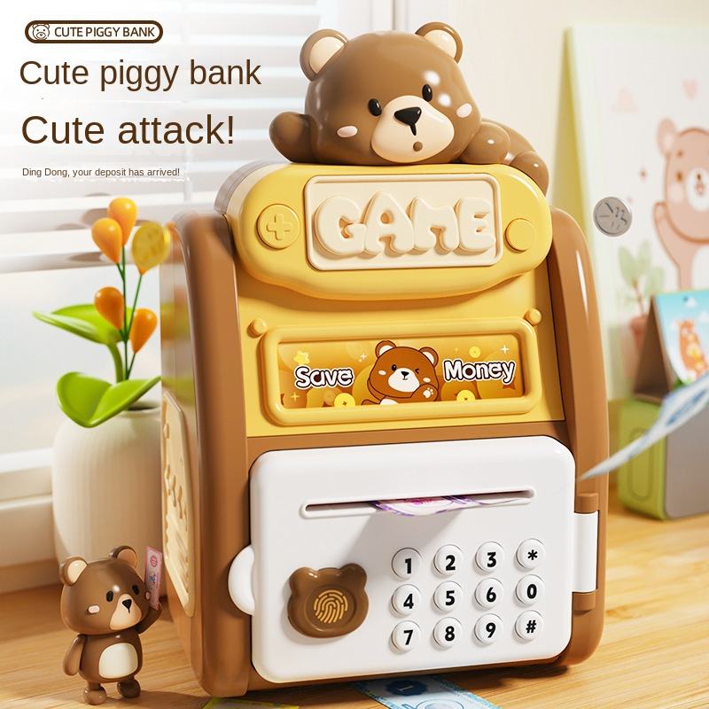 Multi-function Cartoon Atm Piggy Bank With Fingerprint Password
