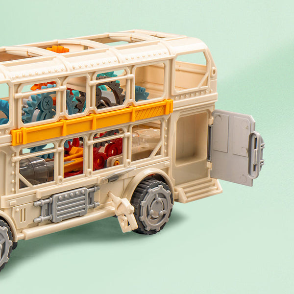 Transparent Double Decker Bus Toy with Working Gear Mechanism – STEM Educational Vehicle for Kids
