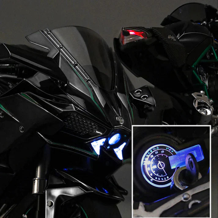 1:6 Scale Kawasaki Ninja H2R Die-Cast Motorcycle - Alloy with Smoke Effect & Lights