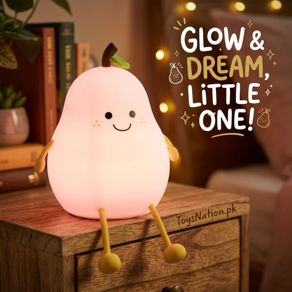 low & Dream Pear Silicone Night Light – Cute Soft Glow Bedside Lamp for Kids