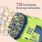 132-Hole Rechargeable Bubble Gun - Rocket Design with LED Lights & Colorful Bubbles