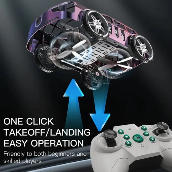 2-in-1 RC Flying Car - 2.4GHz Remote Control Land & Air Dual-Mode with LED Lights