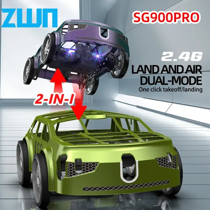 2-in-1 RC Flying Car - 2.4GHz Remote Control Land & Air Dual-Mode with LED Lights