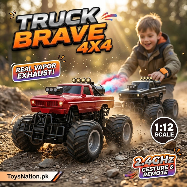 1:12 Scale 4WD Remote Control Monster Truck with Steam Exhaust & LED Lights