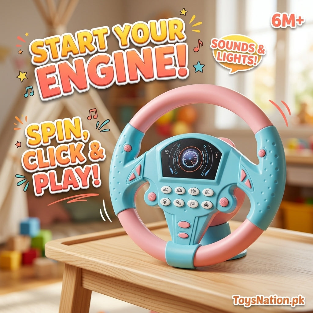 Little Driver Steering Wheel Toy with Realistic Sounds & 360° Rotation