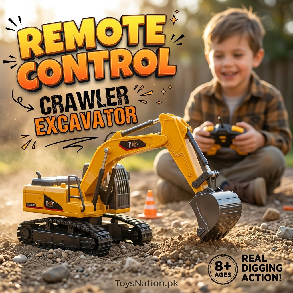Remote Control Crawler Excavator Toy with Digging Action for Kids – Ages 8+
