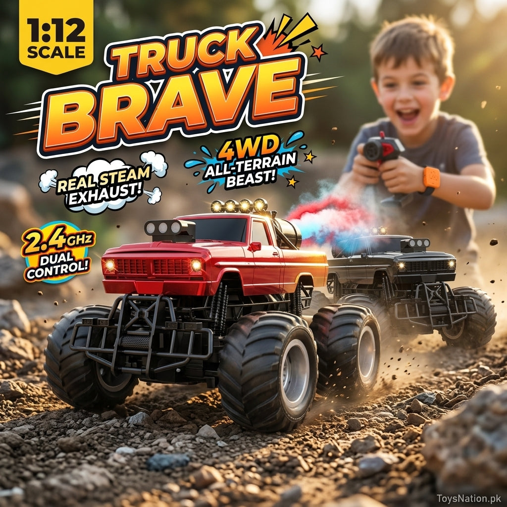 1:12 Scale 4WD Remote Control Monster Truck with Steam Exhaust & LED Lights