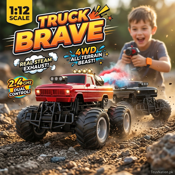 1:12 Scale 4WD Remote Control Monster Truck with Steam Exhaust & LED Lights