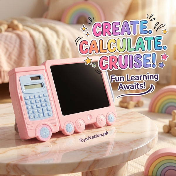2-in-1 Kids Learning Truck | Calculator & LCD Writing Tablet