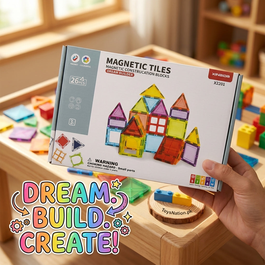 Magnetic Tiles Building Set – 26 Pcs Creative Construction Kit
