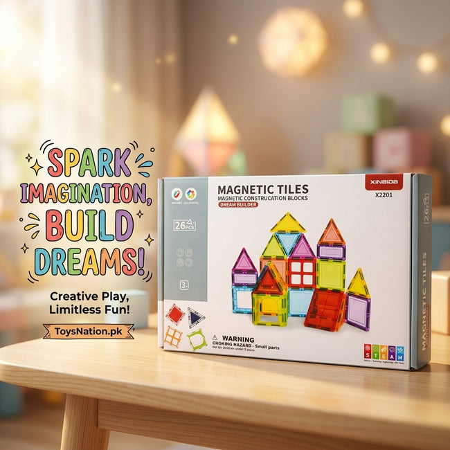 Magnetic Tiles Building Set – 26 Pcs Creative Construction Kit Main Image