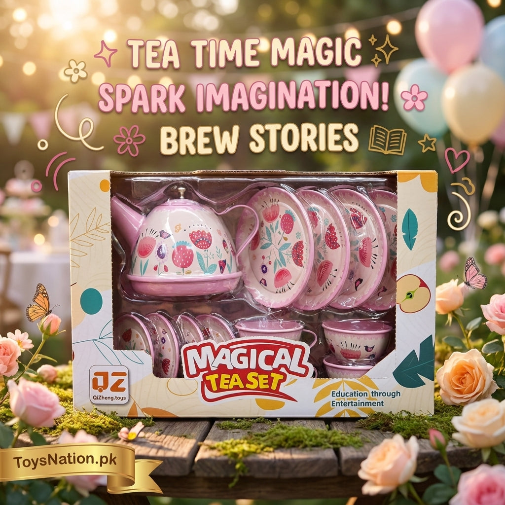 Magical Kids Tea Set – Colorful Pretend Play Tea Party Set With Cups & Kettle