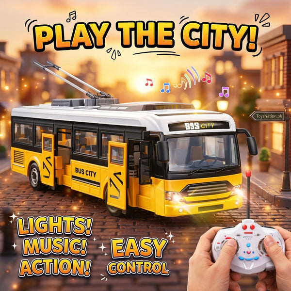 Remote Control City Bus With Lights, Sounds & Opening Doors – Remote Control Bus