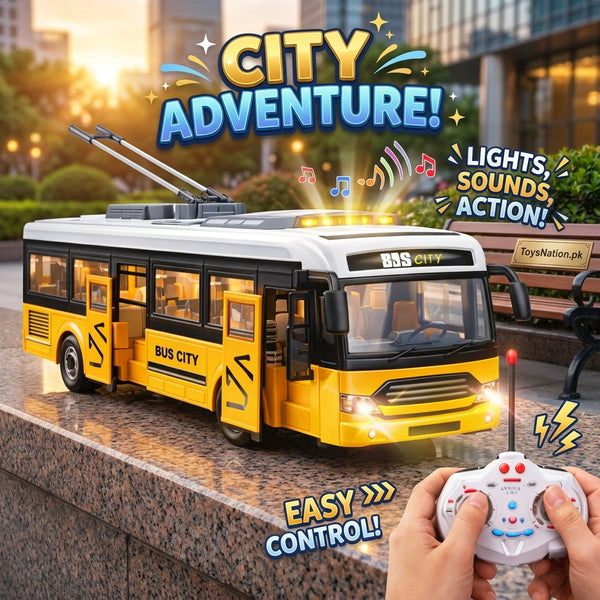 Remote Control City Bus With Lights, Sounds & Opening Doors – Remote Control Bus